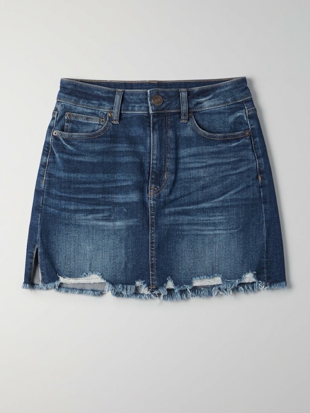 American Eagle Next Level Stretch Denim Mini Skirt in Dark Blue